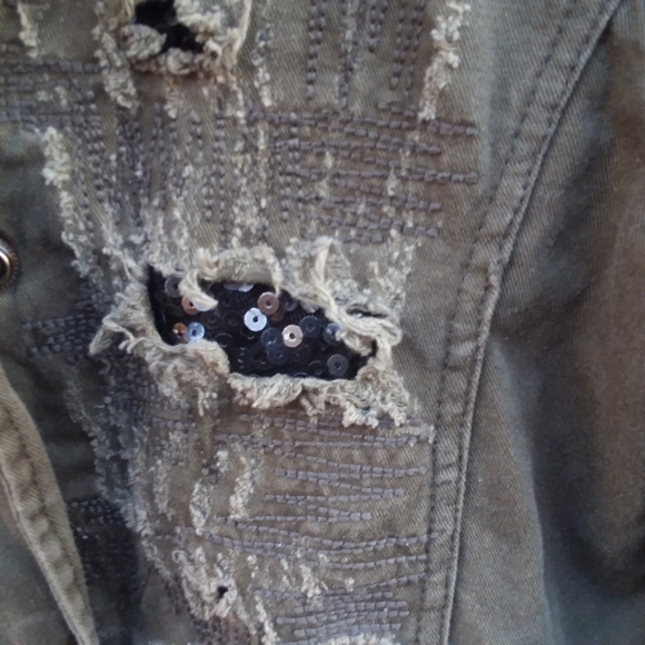 See You Monday Sz S Military Army Green Denim Jack - Picture 12 of 13